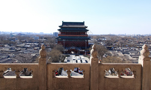 北京正式的城市鼓塔 北京首都历史城市中心文化多样性背景图片