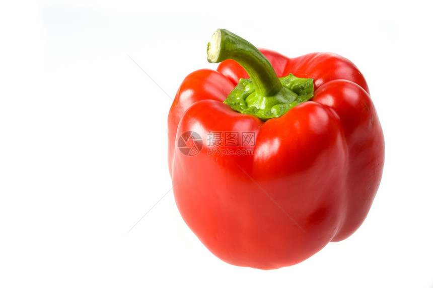 白上隔离的单红色红胡椒蔬菜宏观香料食物辣椒绿色营养水果沙拉图片