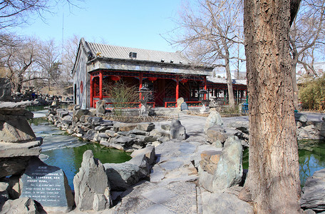 乾隆花园北京的宫子公公皇帝狮子游客花园城市池塘住宅王朝公园文化背景