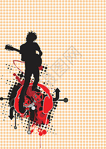 音乐主题的装饰性作品艺术岩石音乐会男人绘画插图星星吉他乐趣派对背景图片