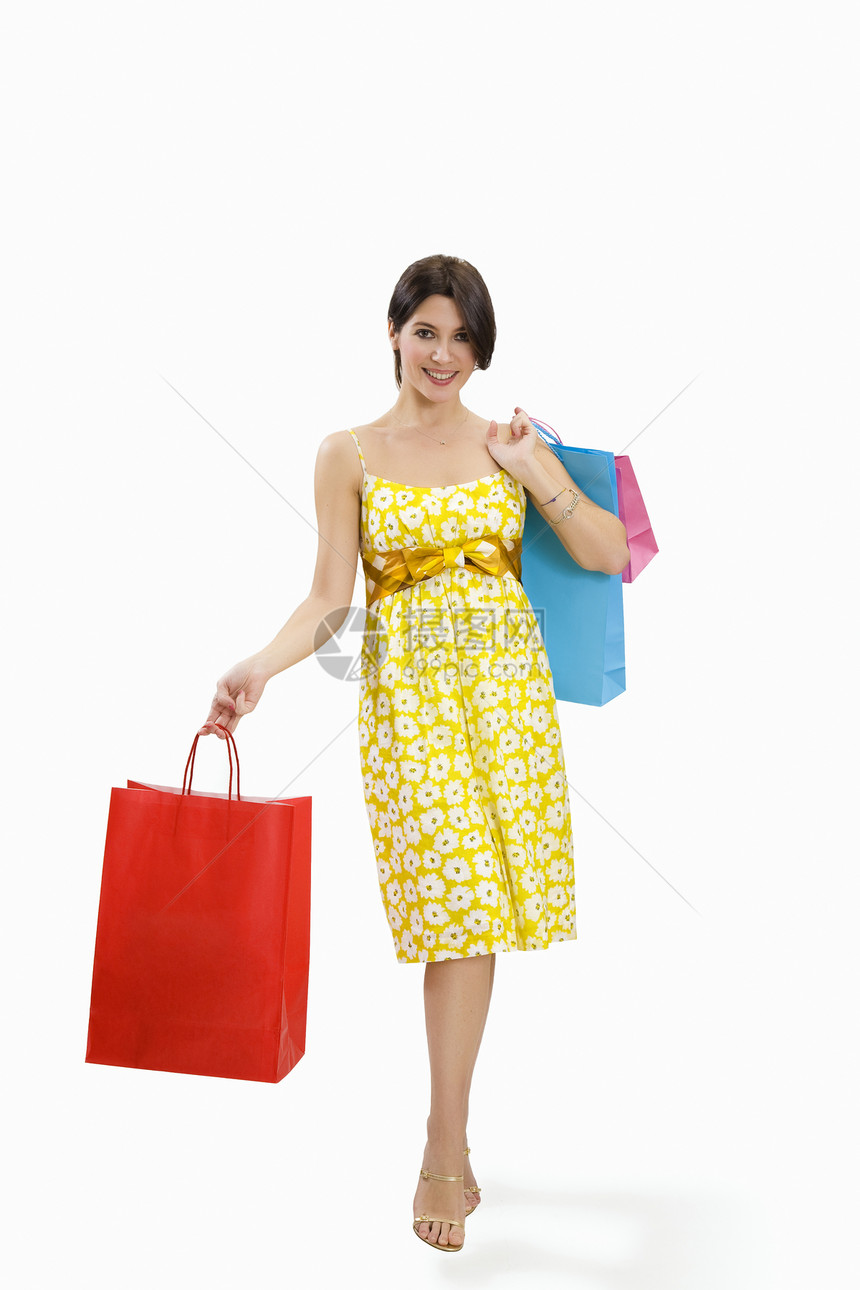 购物蓝色快乐中年人女子零售棕色享受女性微笑服装图片