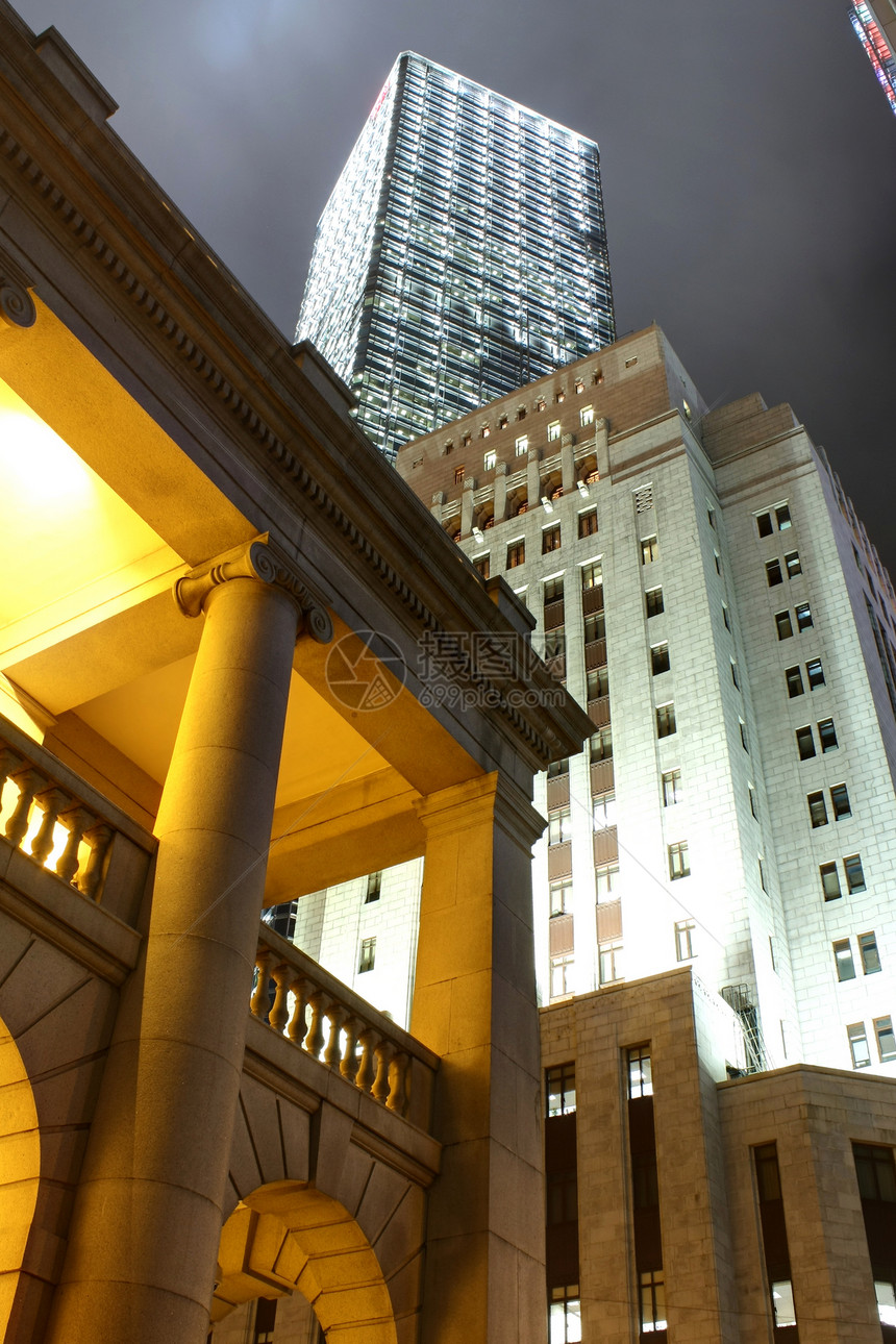 香港夜间旅游天空顶峰银行市中心中心游客建筑商业金融图片