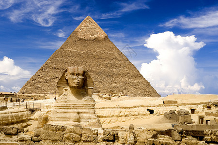 埃及 sphinx 和金字塔岩石考古学历史性监护人建筑学纪念碑法老地标旅行传说背景图片