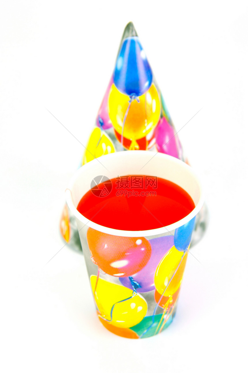 政党时间白色庆典孩子们派对杯子乐趣孩子生日帽子饮料图片