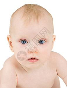 白色背景的婴儿肖像背景图片