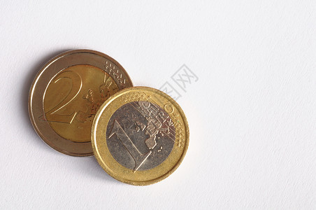 白钱的欧元投资金融白色现金商业储蓄硬币背景图片