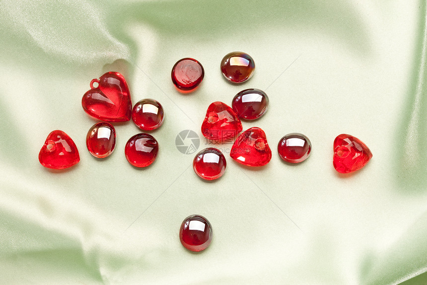 细数玻璃织物琐事纺织品材料布料石头饰品红色图片