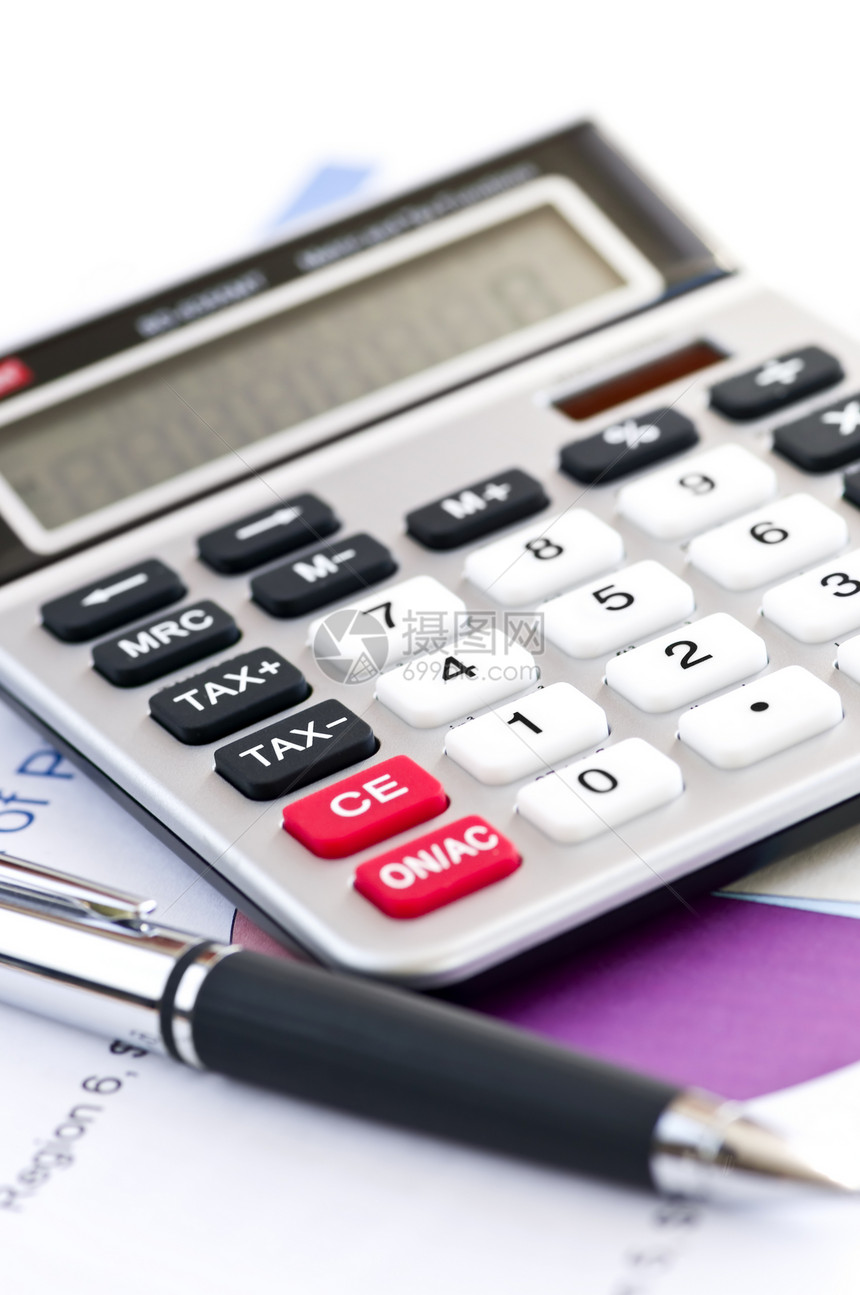税务计算器和笔计算器纽扣金融数字账本数据商业平衡财政图书图片