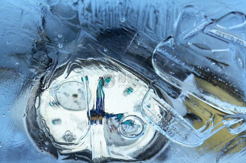 冻结时间元素商业机制冰块概念性时钟设计纹理表盘图片