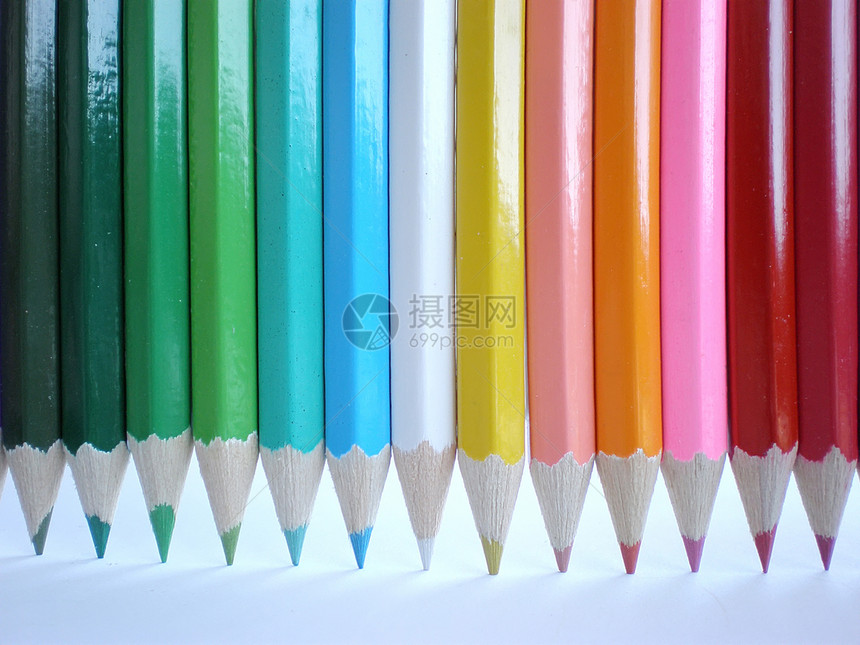 彩色铅笔白色幼儿园补给品圆圈绘画圆形闲暇蜡笔木头学校图片