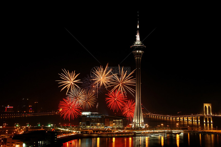 庆祝新年大都市反射旅行娱乐建筑学功能游客建筑庆典饼干图片