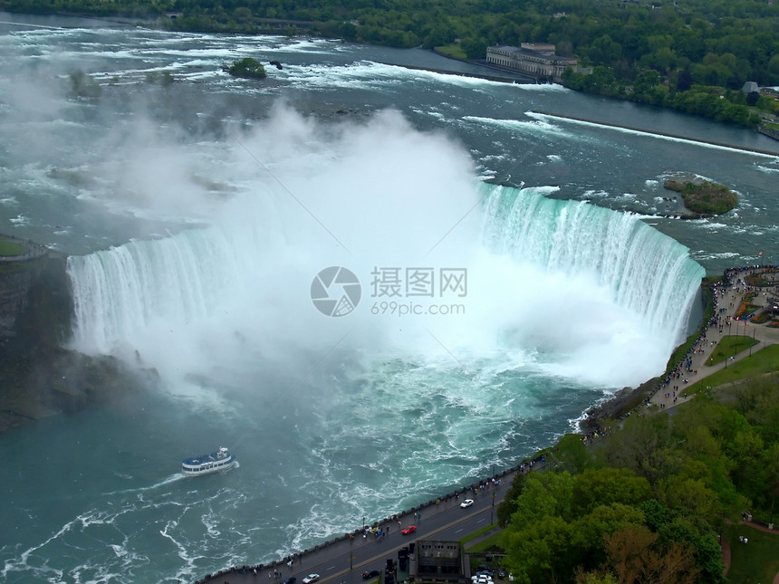 尼亚加拉瀑布瀑布水电寒冷游客全景射线季节蓝色力量流动图片