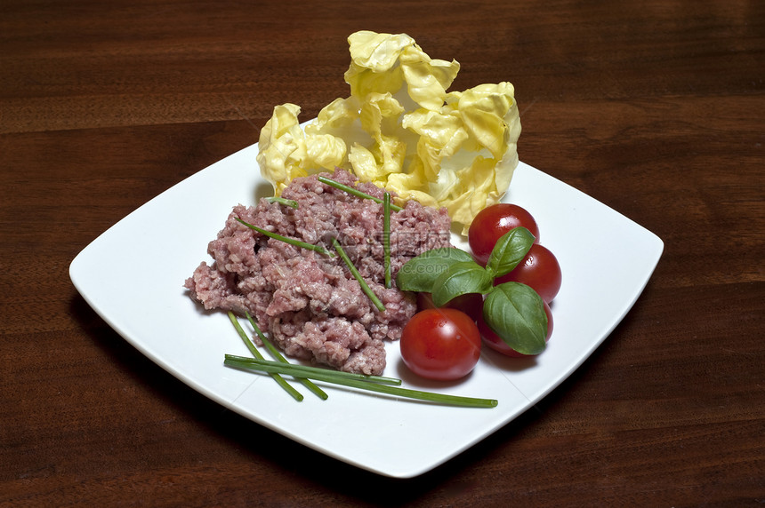 意大利式意大利点心白色饮食面包早餐食物牛肉绿色红色健康蔬菜图片