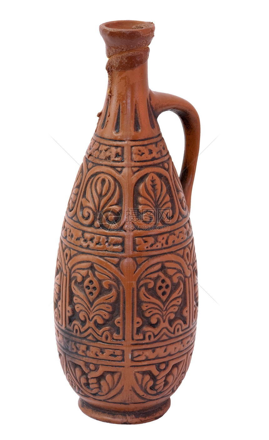 古老粘泥大瓶白色黏土水壶陶器装饰装饰品土制棕色图片