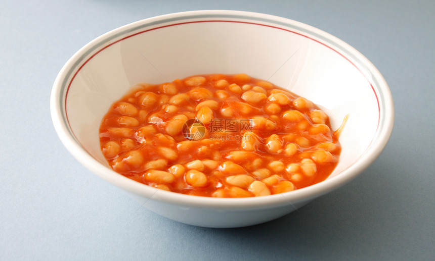 烤豆红色盘子食物早餐摄影豆子水平午餐图片