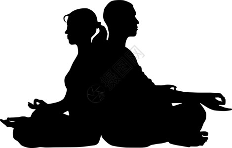 几对瑜伽姿势夫妻男人冥想女性背景图片