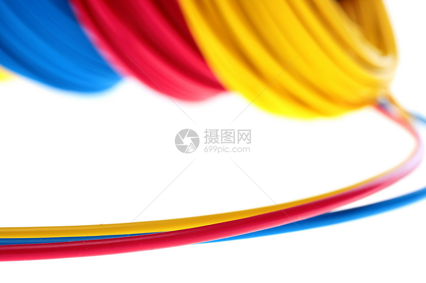 电线红色金属蓝色活力技术网络纤维力量电气黄色图片