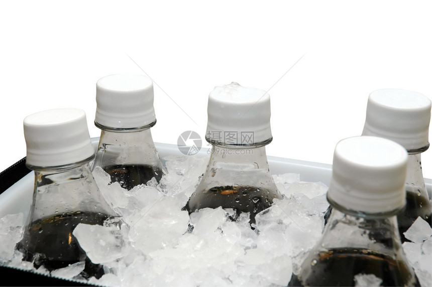 海滩时间冷却器五物口渴苏打白色汽水瓶子可乐淬火图片