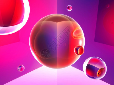 球体反射阴影红色强光光线插图透明度气泡背景图片
