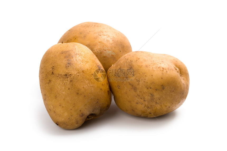 三块土豆宏观棕色白色诀窍杂货食物蔬菜收获黄色淀粉图片