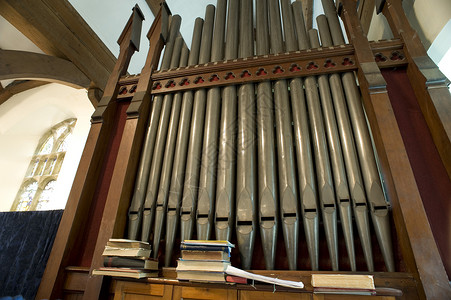 教会机关琴管木头乐器音乐金属背景图片