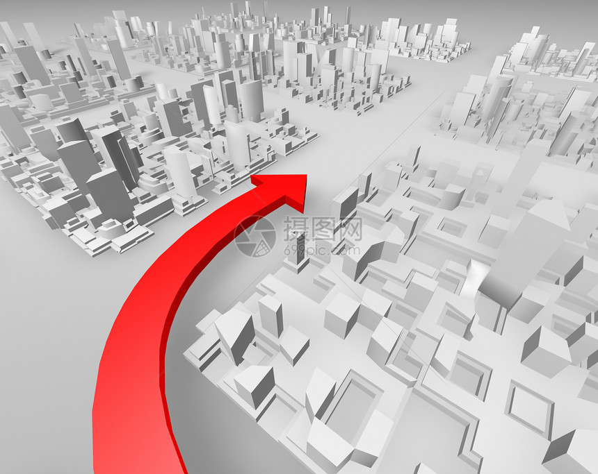 红色箭头系统街道城市全球定位白色图片