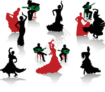 弗拉明戈舞弗拉门科舞蹈热情男人派对音乐女士黑色女性成人舞者设计图片