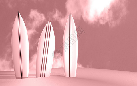 冲浮板支撑冲浪波浪海洋太阳晴天红色海滩沙丘阴影背景图片