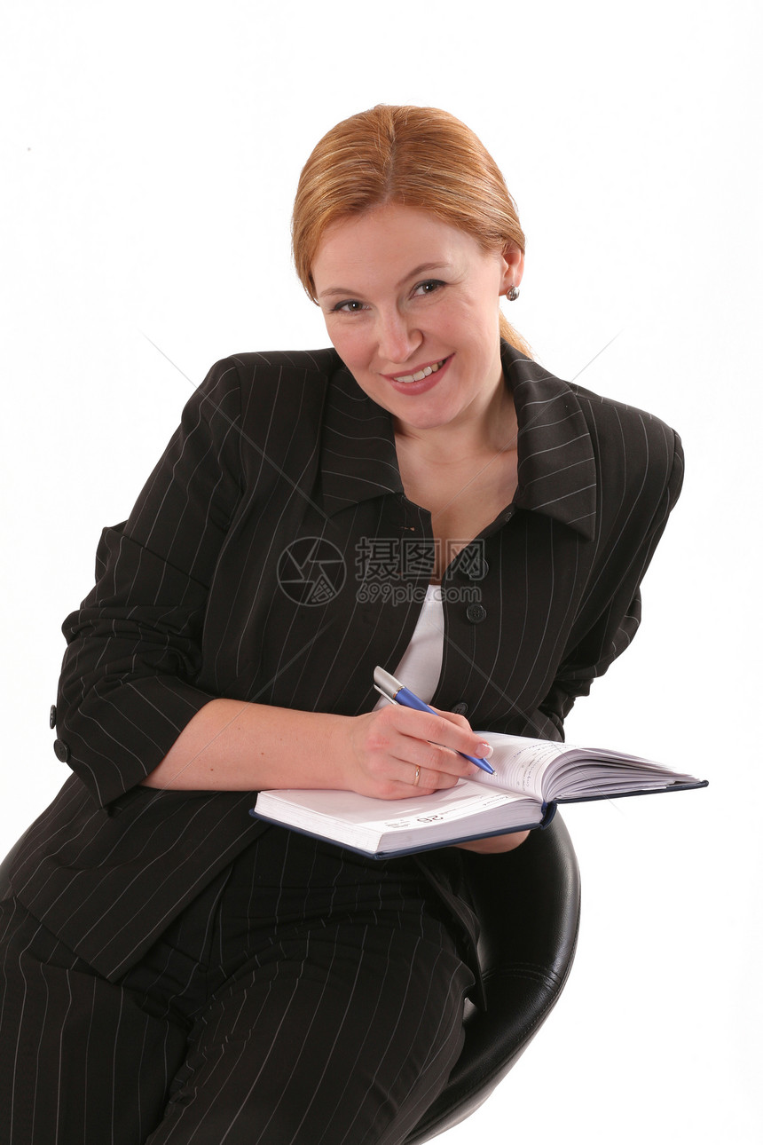 用笔记本微笑的女人金融女性老板女孩文员迷笛工人人士职业领导图片