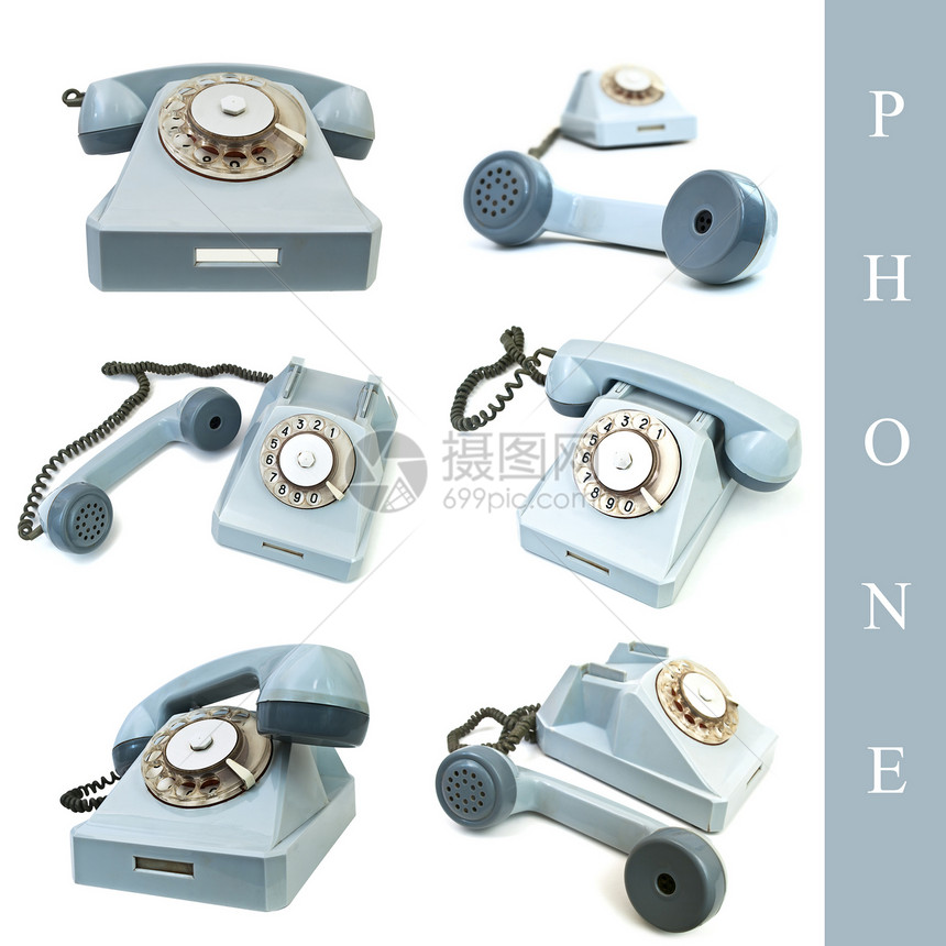 电话机戒指拨号数字成套工具电讯讲话电话拼贴画图片