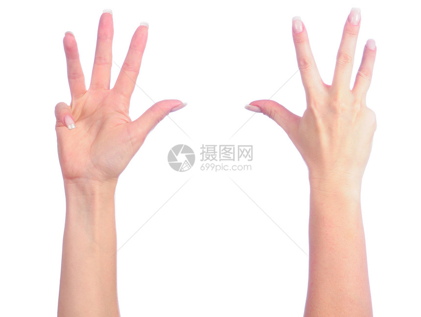 女性举手计数商业拳头倒数拼贴画棕榈身体数字白色手臂剪辑图片