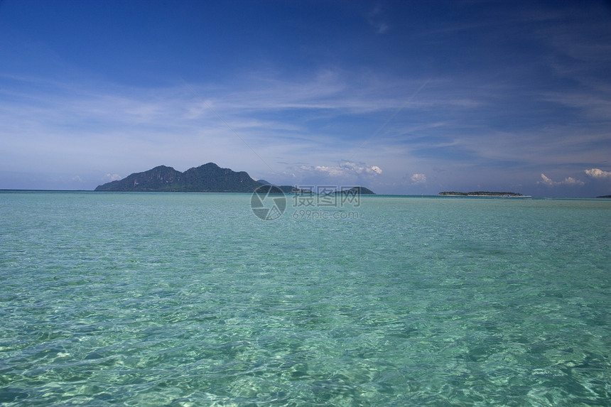 热带岛屿和开海假期异国地平线海岸海洋天气风景情调蓝色波浪图片