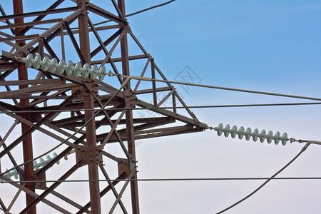 高压电功电线技术电气网络蓝色电压基础设施工程力量传播工业背景