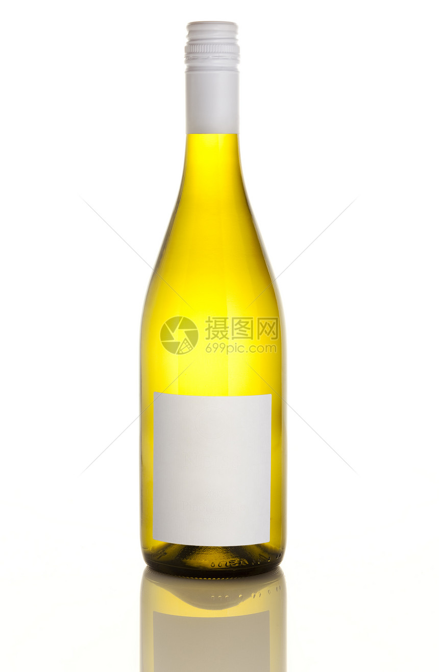白葡萄酒瓶酒精桌子标签工作室影棚白色食物奢华庆典玻璃图片