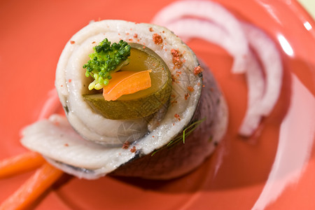 鲱鱼产品鱼片食物饮食盘子营养蔬菜背景图片