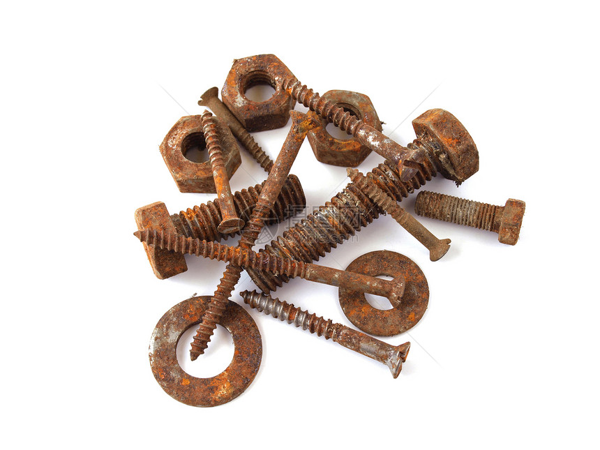 坚果和螺栓棕色工具老化木工螺纹静物螺丝腐烂图片