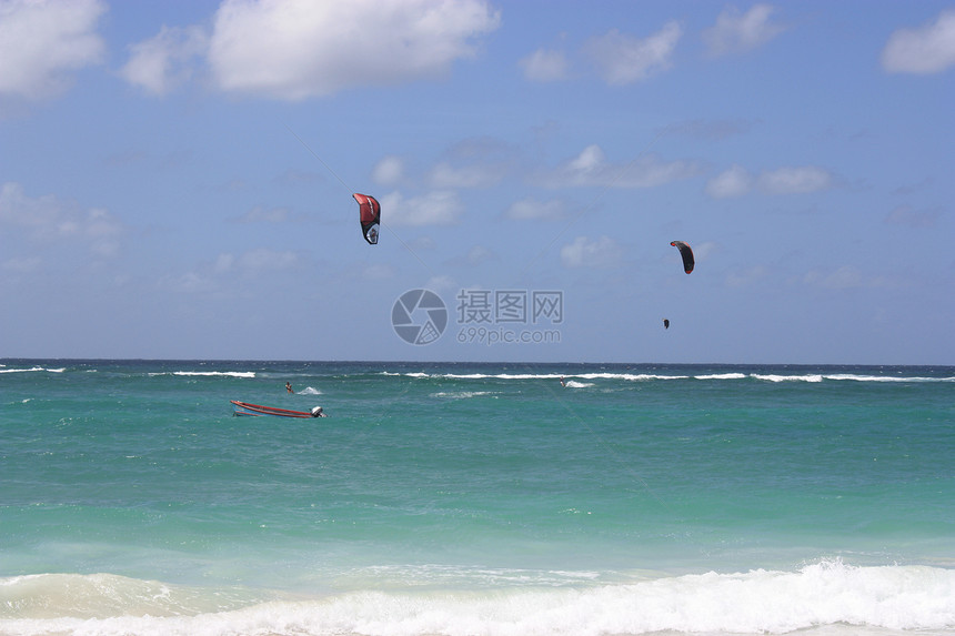 风滑风筝波浪运动太阳图片