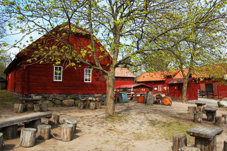 瑞典乡村地区农村谷仓环境天空晴天工作牧歌蓝色劳动植物图片