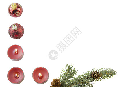 红色圣诞元素角框架(红圣诞节元素)背景图片
