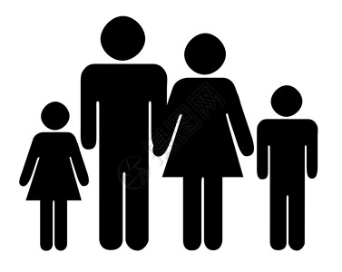 黑色轮廓家庭轮廓男生团结女孩孩子们父母爸爸团体丈夫母亲男性背景