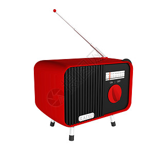 中继无线电台古董电子音乐红色黑色天线晶体管扬声器背景图片