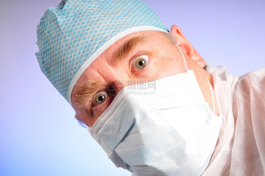医生或医务工作者男人药物帽子男性医疗外科手术手套病菌眼睛图片