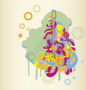 马里波萨吉他背景摘要蝴蝶吉它力量乐器水滴插图艺术装饰品案件光盘插画