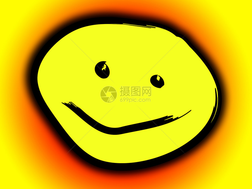 黄色卡通脸孔快乐幸福乐趣眼睛微笑喜悦插图图片
