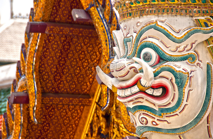 曼谷大宫旅游警卫雕像金子观光白色风景宫殿守护皇家图片