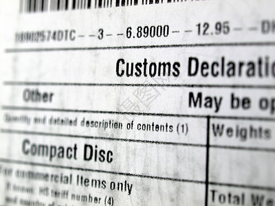 海关报关申报宣言运输盒子外国商业邮件船运货运标签背景图片
