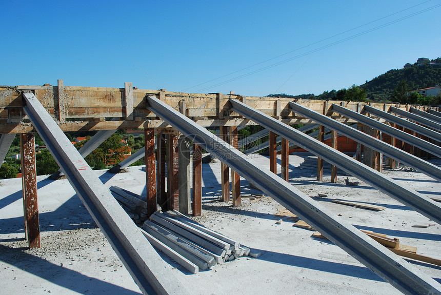 屋顶的框架框架关节力量建设住房房子木头工作工程灰色建筑图片