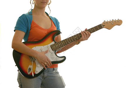 女吉弹女音乐青少年摇滚女性放大器岩石明星吉他烦恼手指背景图片