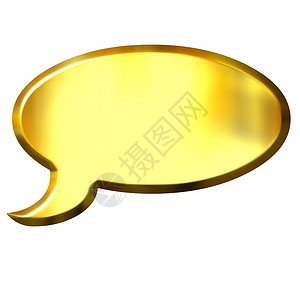 3D 金调音泡泡讲话横幅黄色徽章金属艺术卡通片卡通化框架气球背景图片