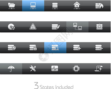 放大的工具网络和服务器 Web 图标 /// Black 栏系列设计图片